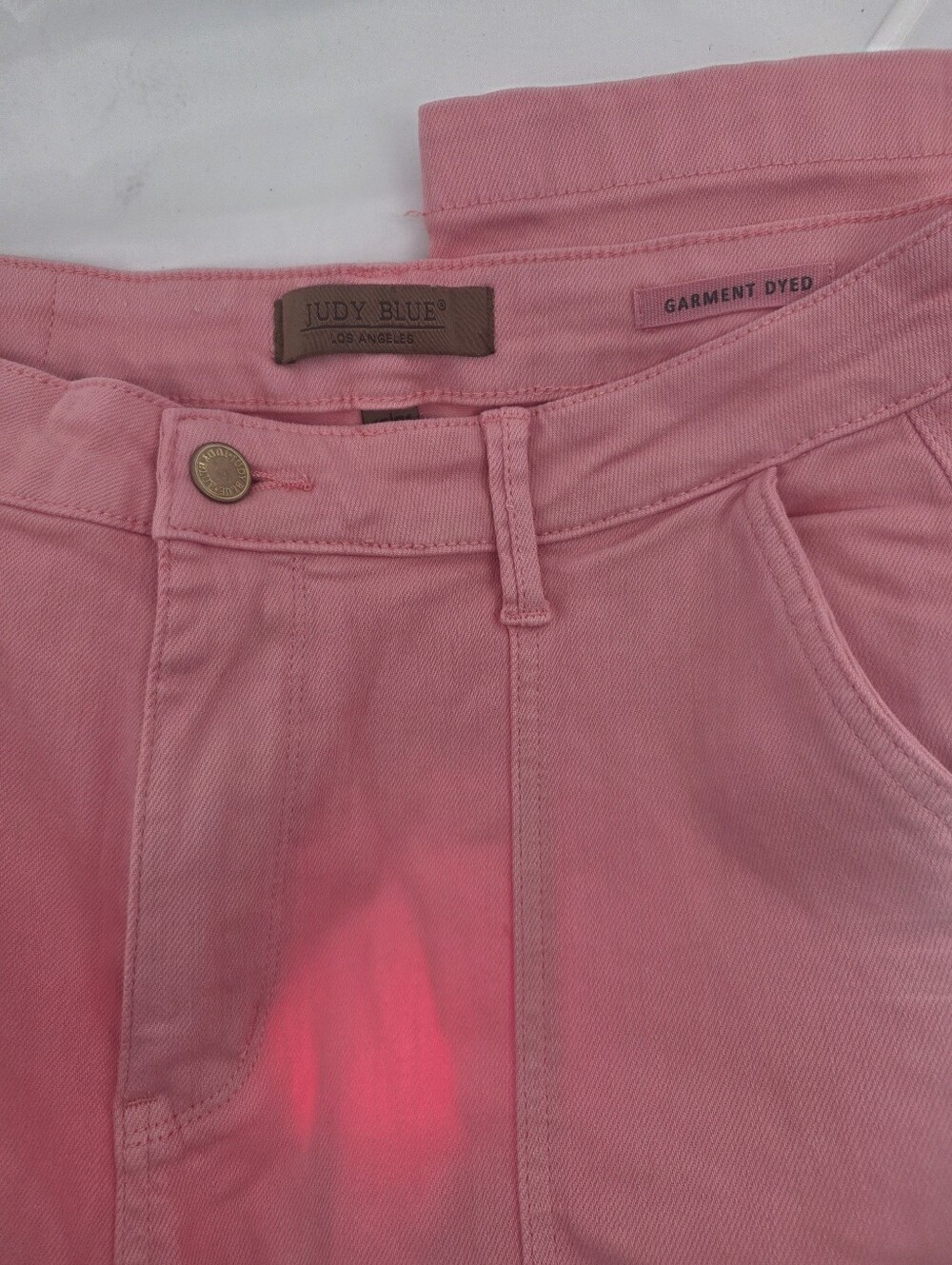 Judy Blue High Rise Cargo Straight Jeans Garment Dyed Pink- Women's Size 13/31